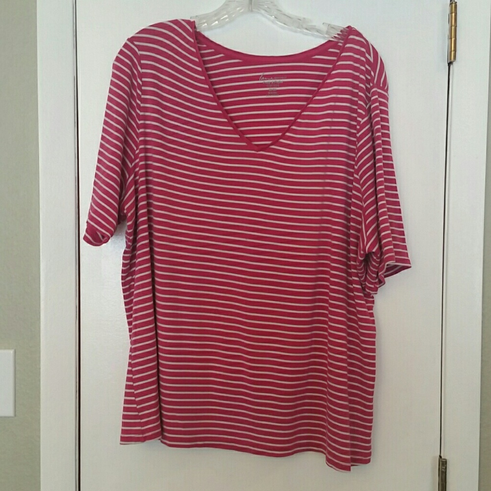 Woman's pink and white stripes top sz 22/24